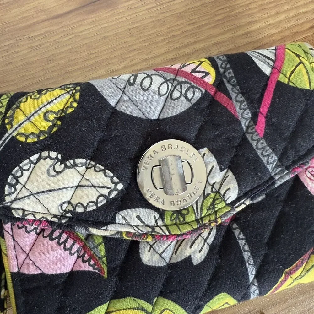 Vera Bradley Twist locks Wristlet Wallet Black Multicolor